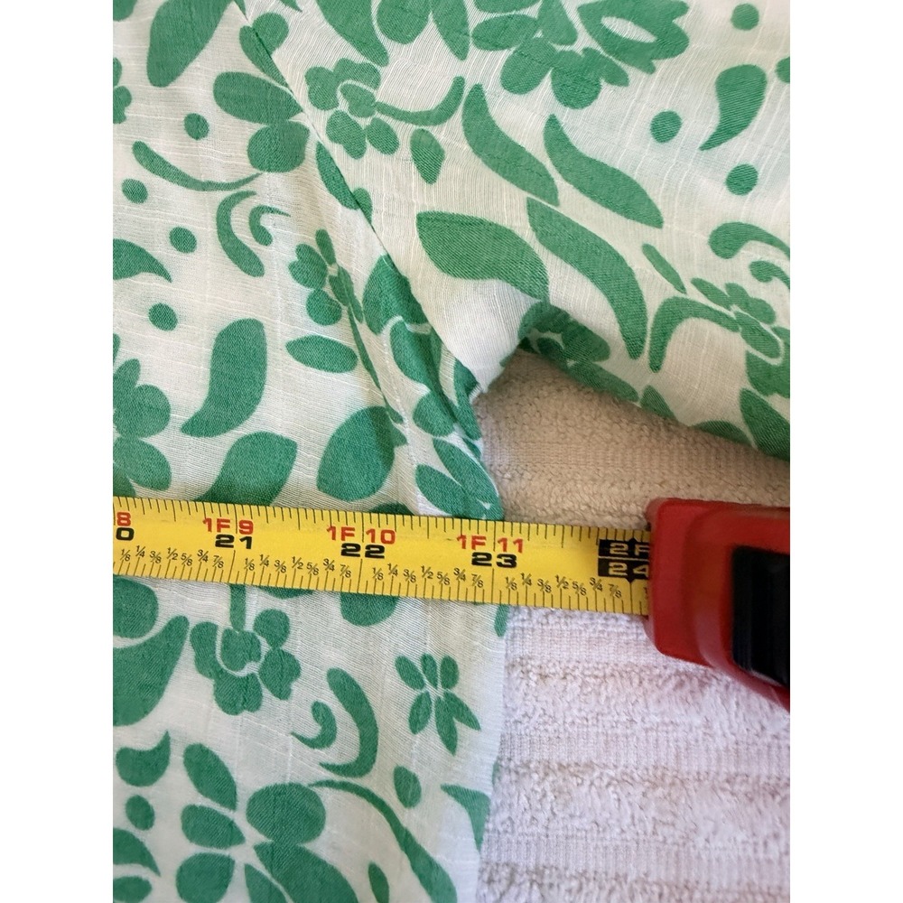 Hope & Harlow Womens L Green Floral Boho Peasant Top Tie Neck Spring Vacation - Picture 10 of 15